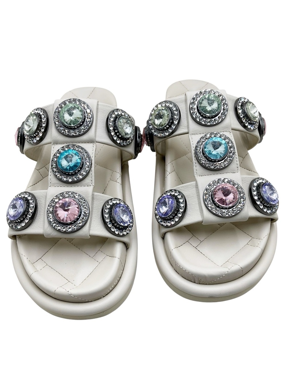 {Kurt Geiger London}Orson Leather & Crystal Embellished Slide Sandals